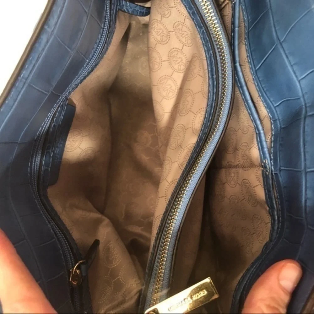 Michael Kors blue embossed leather dillion bag